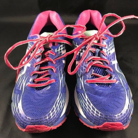 Excellent Asics GEL Nimbus 17 Womens 7.5 Royal Blue Magenta White 39 EUR - Picture 4 of 7